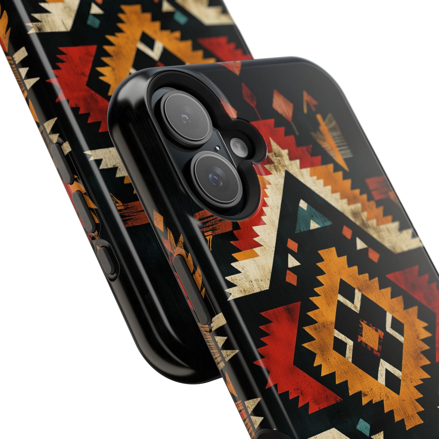 Southwestern Tribal Diamond Tough MagSafe iPhone Case – Bold Geometric Pattern, Dual-Layer Protection