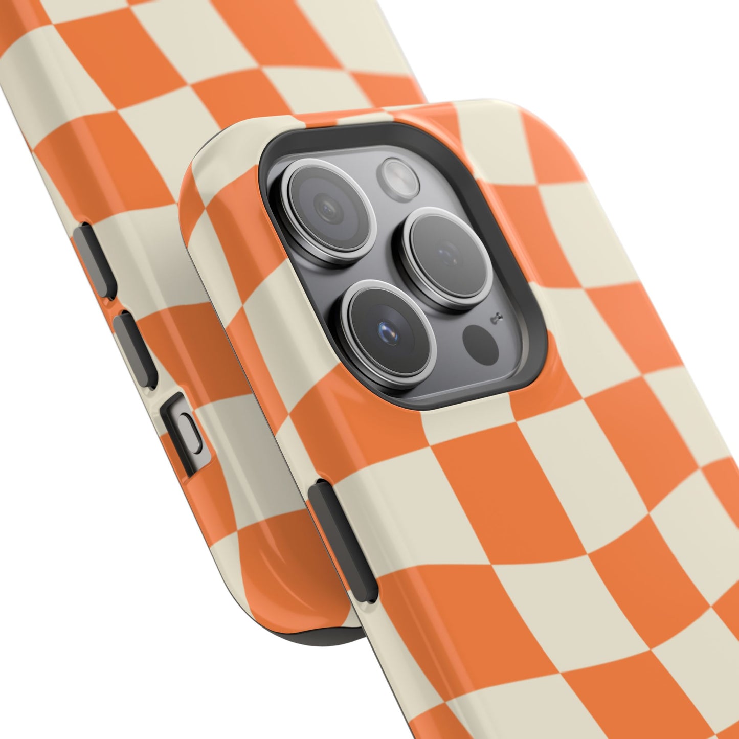 Wavy Retro Checkerboard MagSafe iPhone Case – Shockproof, Matte Finish, Dual-Layer Protection