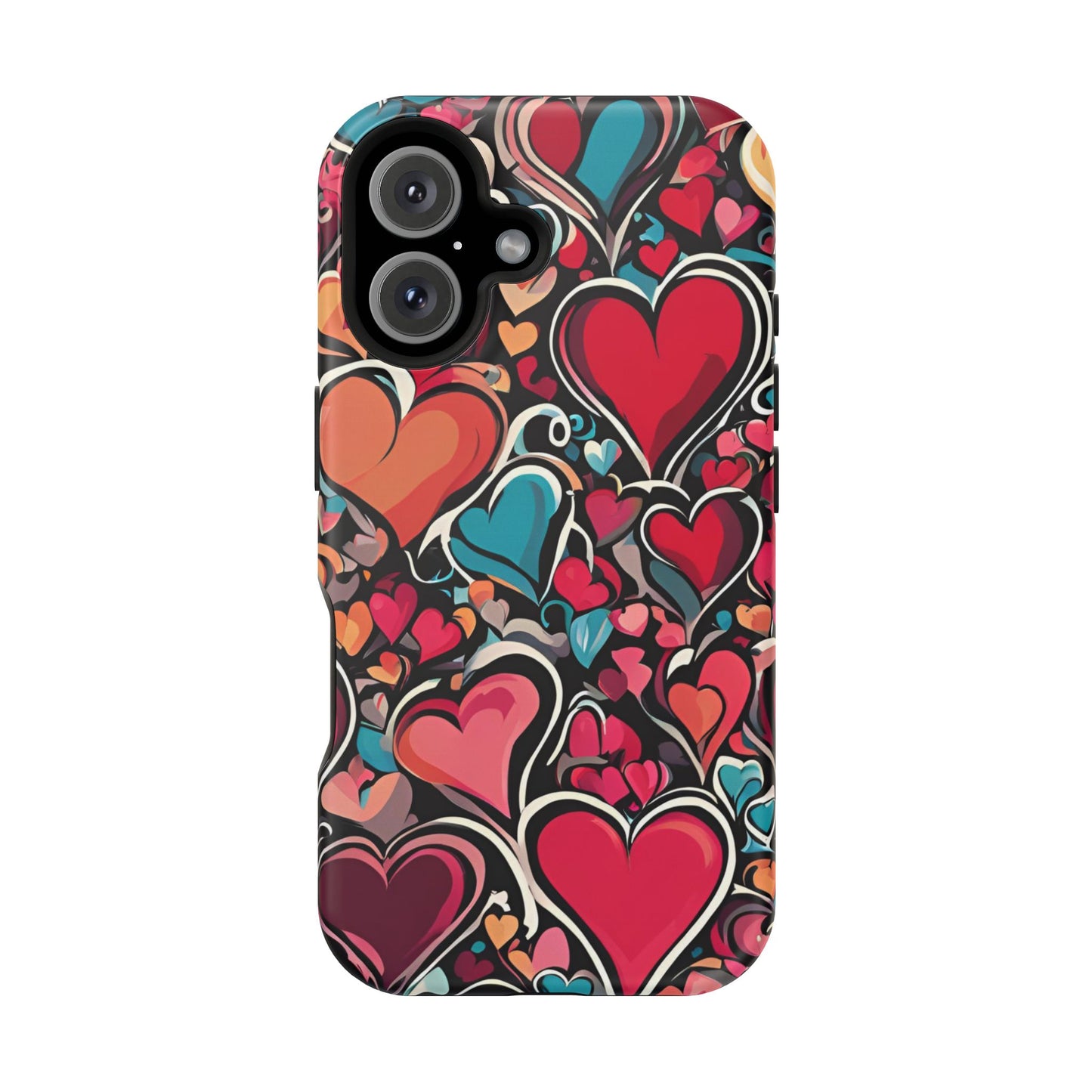 Vibrant Multicolor Heart Art – MagSafe-Compatible iPhone Case