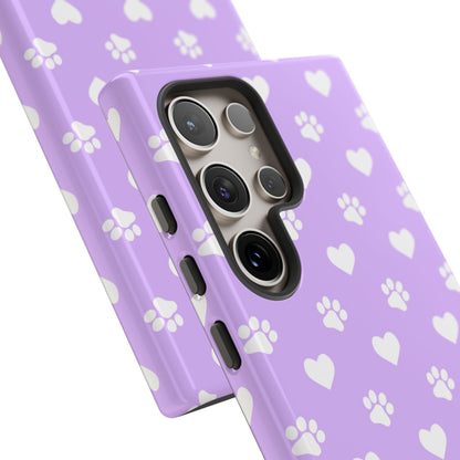 Lilac Paw Prints & Hearts – Samsung Galaxy Case