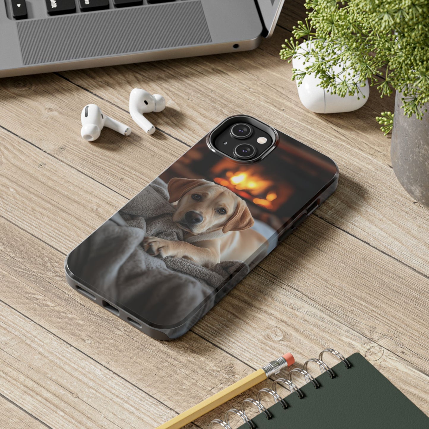 Cozy Golden Retriever by the Fireplace - iPhone Series Case