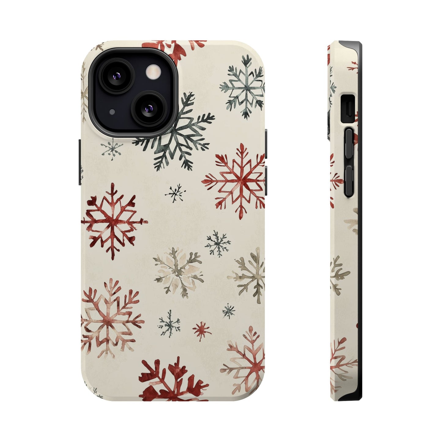 Vintage Red and Gray Snowflake Pattern – MagSafe iPhone Series Case