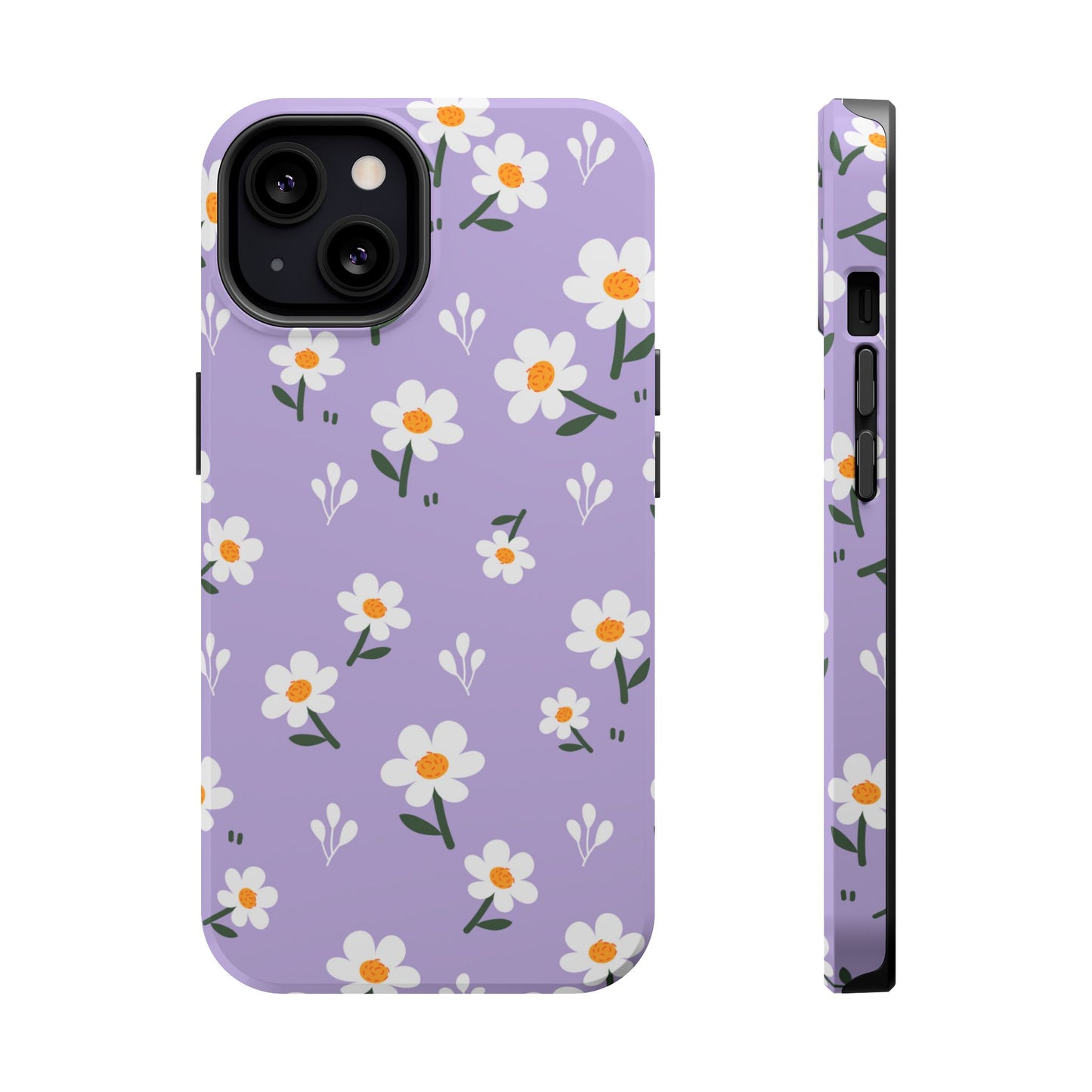 Purple Daisy Garden MagSafe  iPhone Case – Soft Lavender Background, Shockproof Protection with Slim Fit