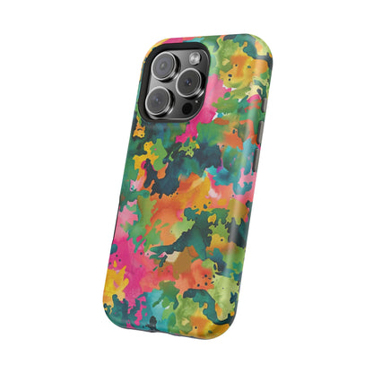 Vibrant Watercolor Splash MagSafe Case – Colorful Abstract Design with MagSafe Compatibility