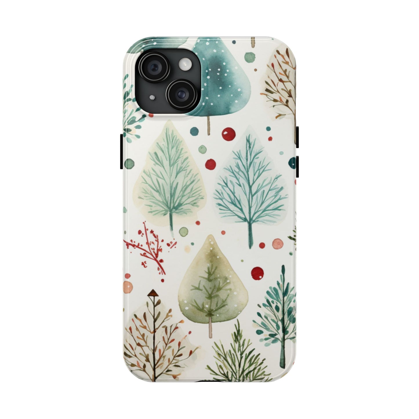 Watercolor Winter Trees iPhone Case – Nature-Inspired, Holiday Theme Protective Cover