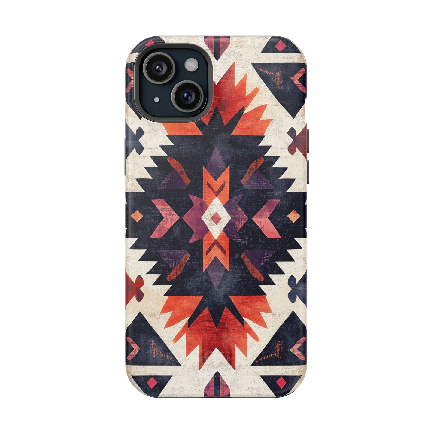 Boho Tribal Starburst Tough MagSafe iPhone Case – Vibrant Geometric Design, Dual-Layer Protection