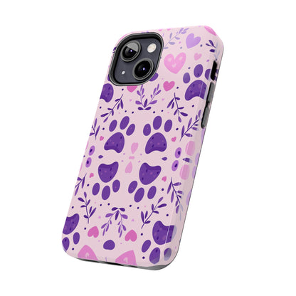 Pastel Paw Print iPhone Case - Cute Pet-Themed Floral Protective Cover