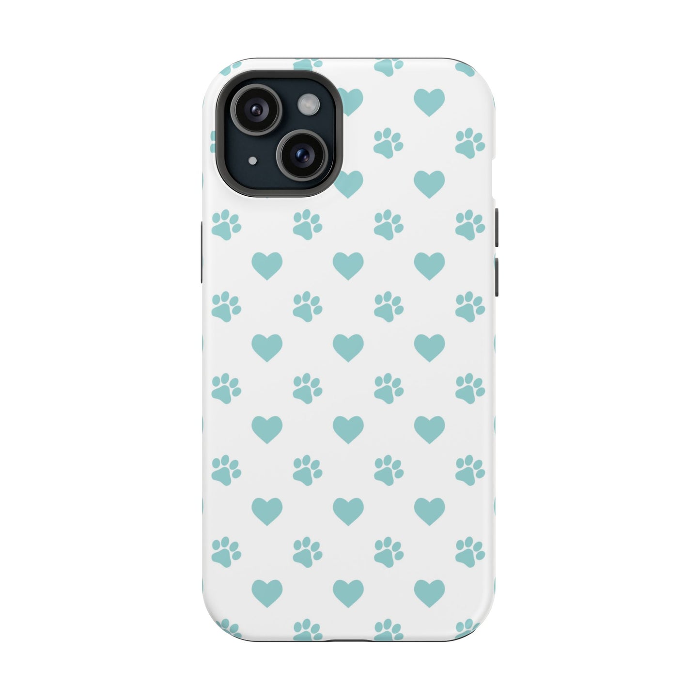 Mint Green Paw Print & Heart MagSafe Case – Pet Lover’s Magnetic Style