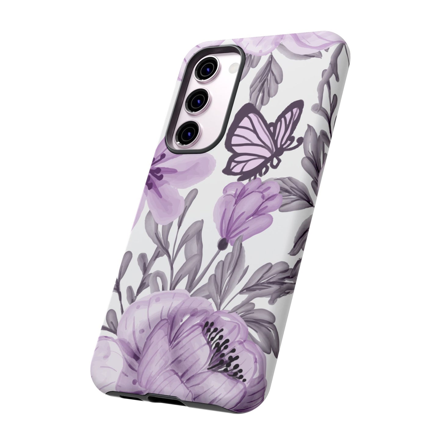 Lavender Bloom Butterfly Samsung Galaxy Case – Delicate Floral Design with Watercolor Details