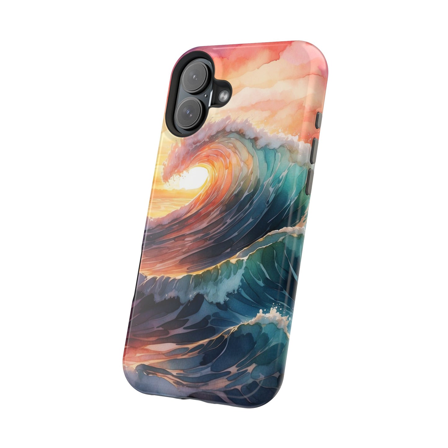 Ocean Sunrise Wave MagSafe iPhone Case – Vibrant Watercolor Wave Design