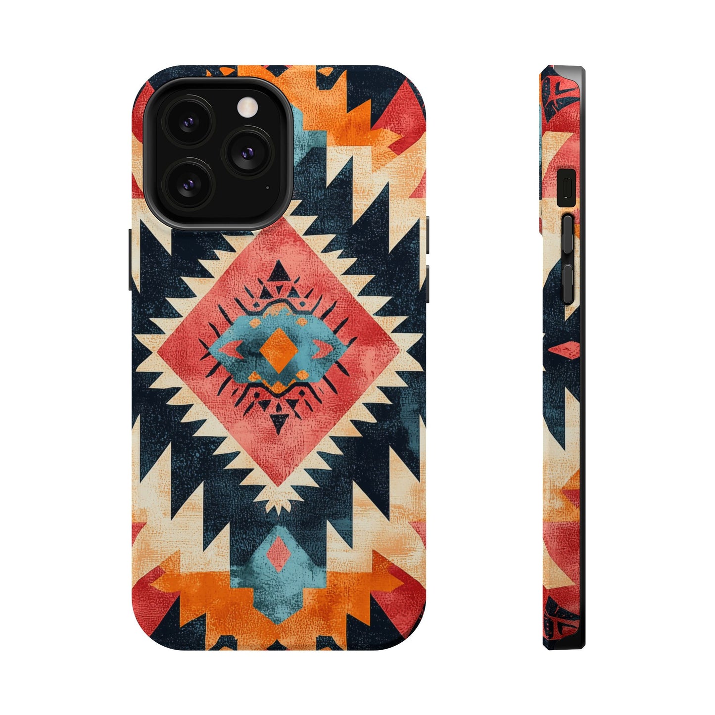 Bold Aztec Pattern Tough MagSafe iPhone Case – Vibrant Geometric Design, Dual-Layer Protection