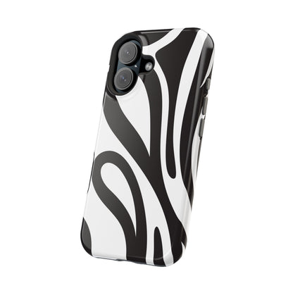 Modern Black and White Abstract Tough MagSafe iPhone Case – Bold Graphic Pattern with Dual-Layer Protection