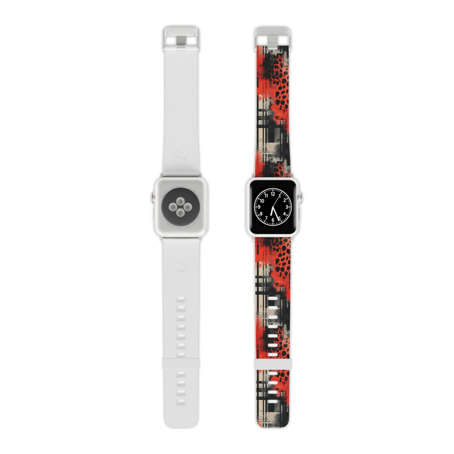 Cheetah Plaid Red & Black Pattern Apple Watch Band