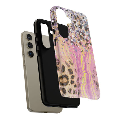 Crystal Glam Leopard - Samsung Galaxy Series Case with Glitter and Gem Accents