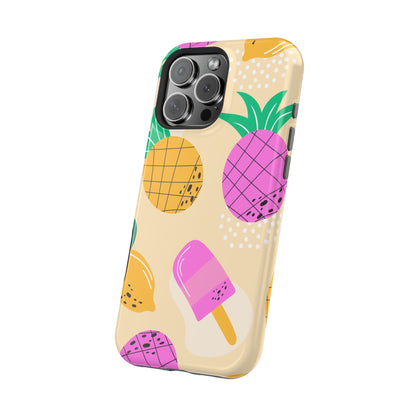 Tropical Pop MagSafe iPhone Case – Fun Pineapple & Lemon Design with Vibrant Summery Colors