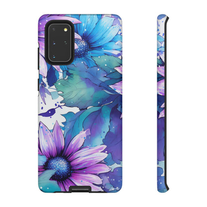 Purple & Teal Watercolor Floral Samsung Galaxy Case - Artistic Flower Design