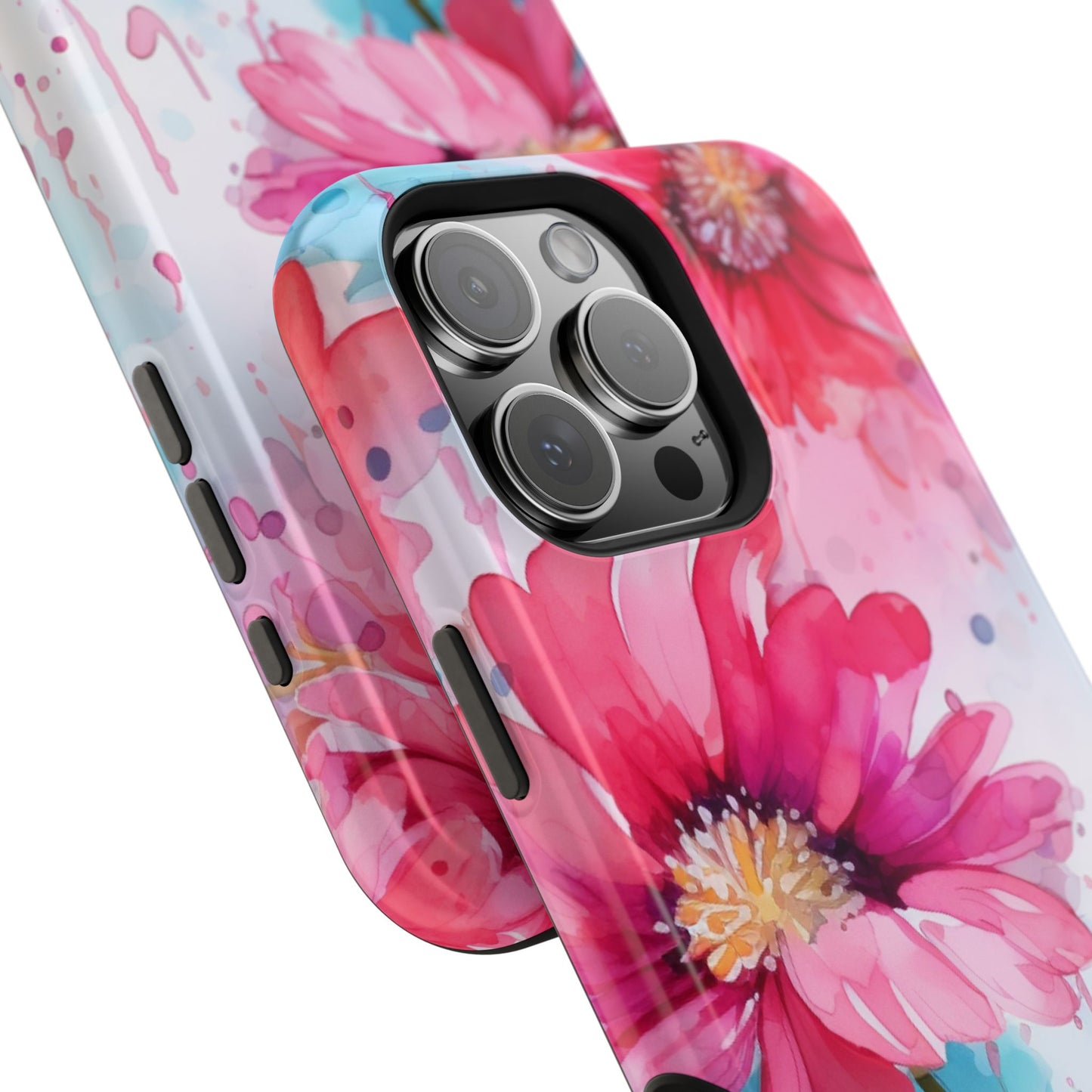 Vibrant Watercolor Red & Pink Floral - MagSafe iPhone Case