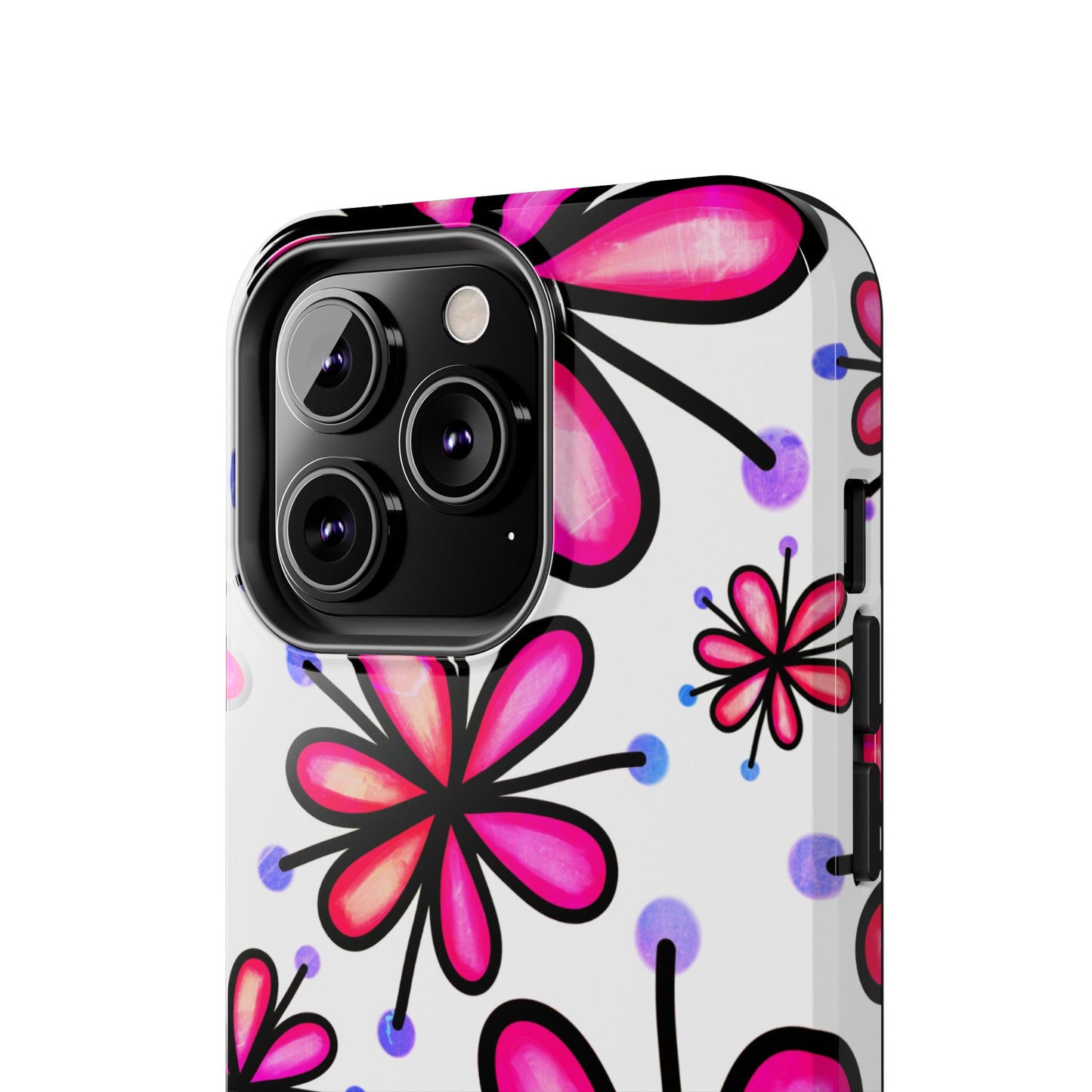 Pink Retro Bloom iPhone Case – Ultra-Slim Design, Glossy Finish