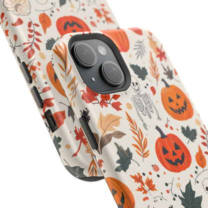 Halloween Pumpkin & Skeleton MagSafe iPhone Case – Spooky Autumn Design