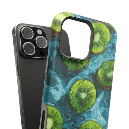 Tropical Kiwi Splash MagSafe iPhone Case – Tough Dual-Layer, Vibrant Summer Design