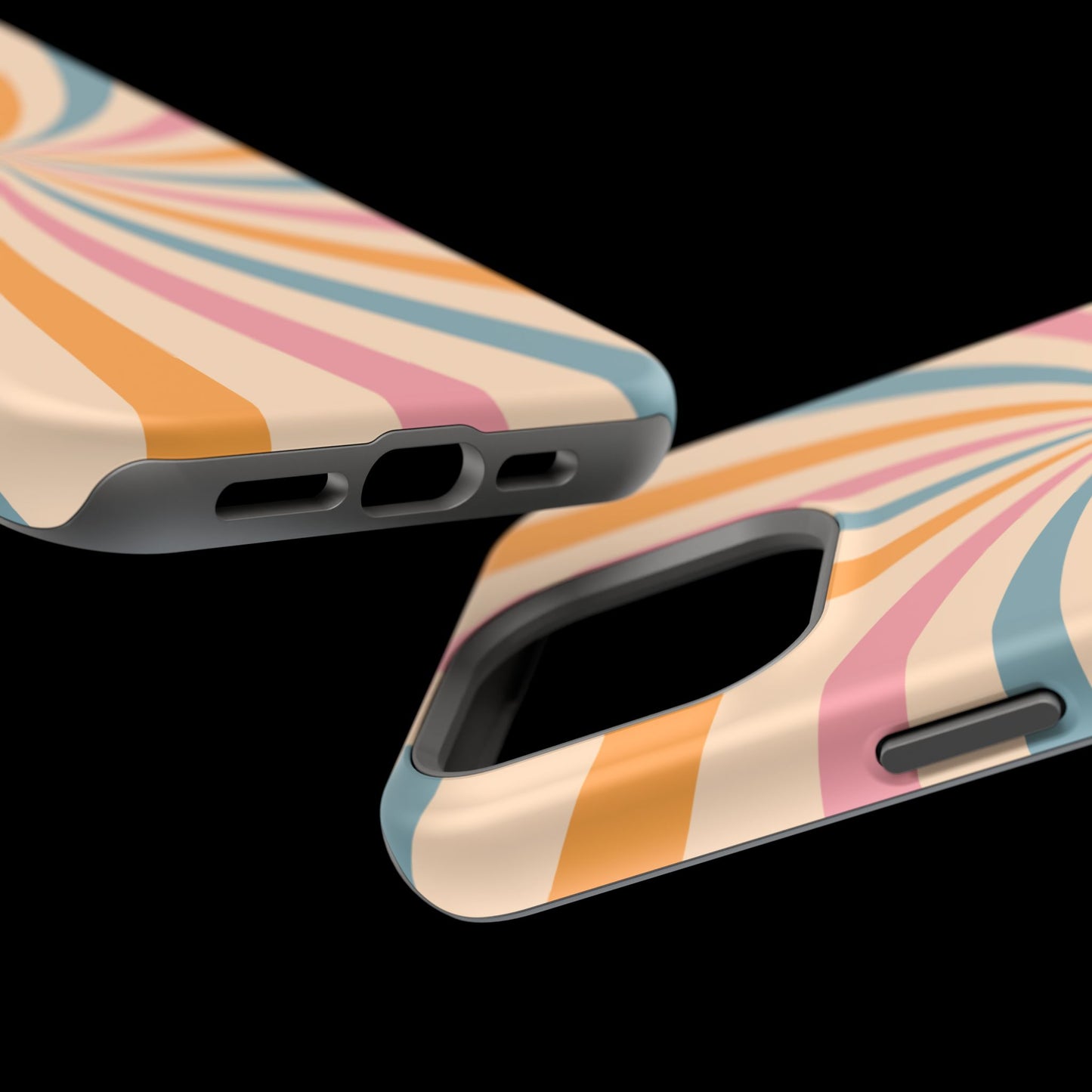 Retro Swirl Pattern MagSafe iPhone Case – Bold 70s Vibe in Pink, Orange, and Orange