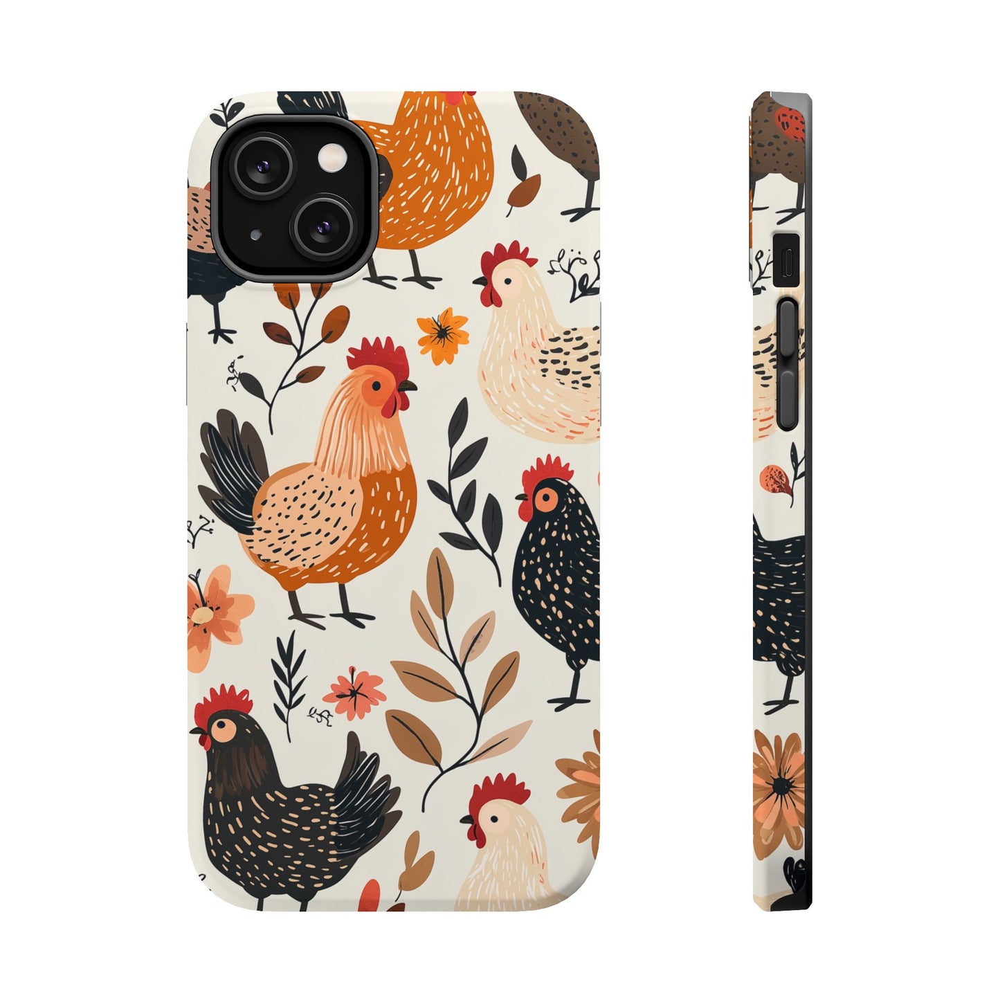 MagSafe iPhone Case: Cluckin' Vintage – Chickens & Leaves