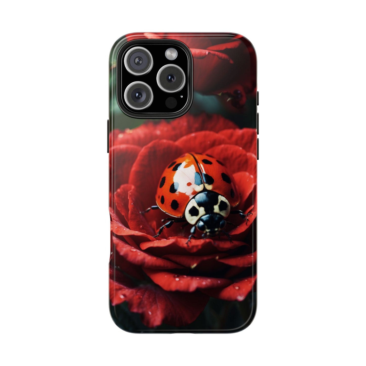 Elegant Rose & Ladybug Charm - iPhone Series Case