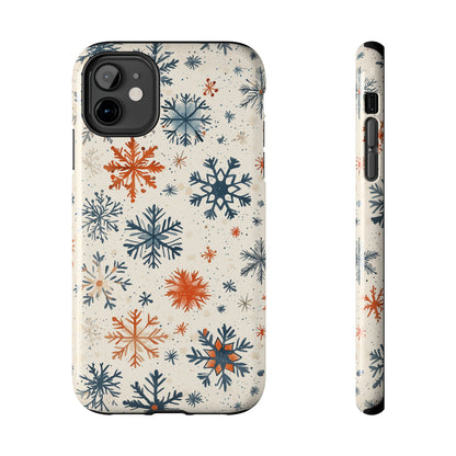 Rustic Orange and Blue Snowflake Pattern – iPhone Series Case