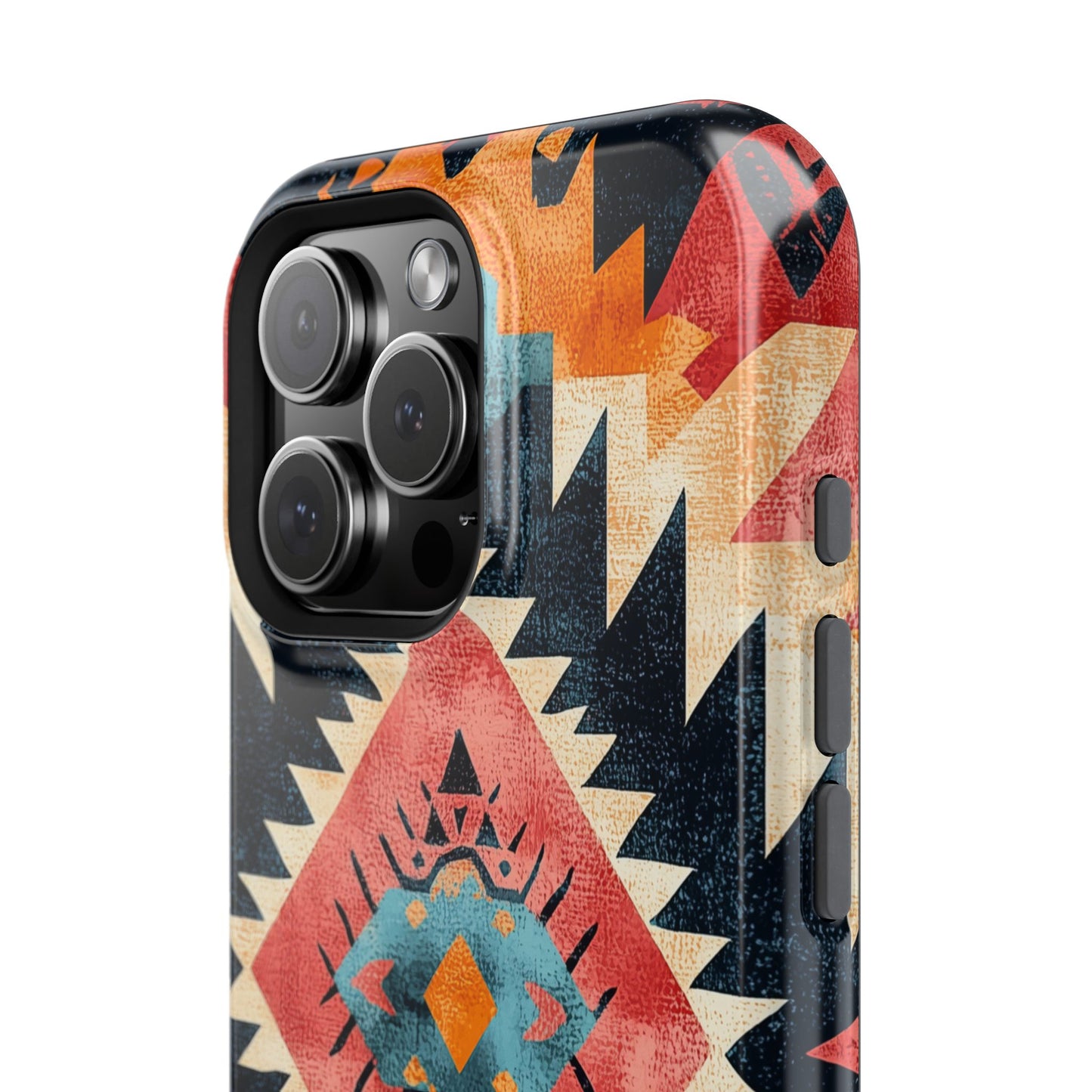 Bold Aztec Pattern Tough MagSafe iPhone Case – Vibrant Geometric Design, Dual-Layer Protection