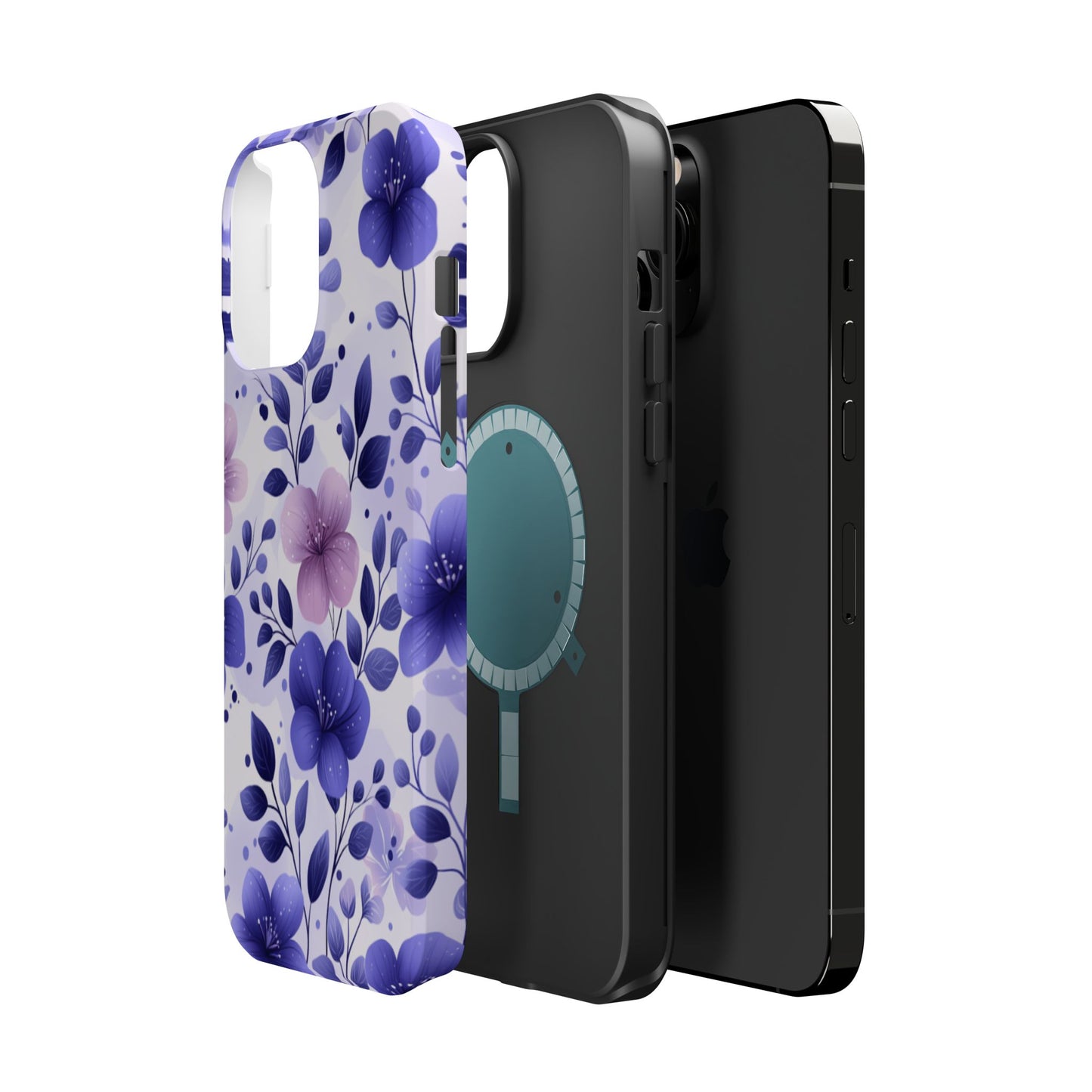 Purple Floral MagSafe iPhone Case – Durable Protection with Elegant Flower Design