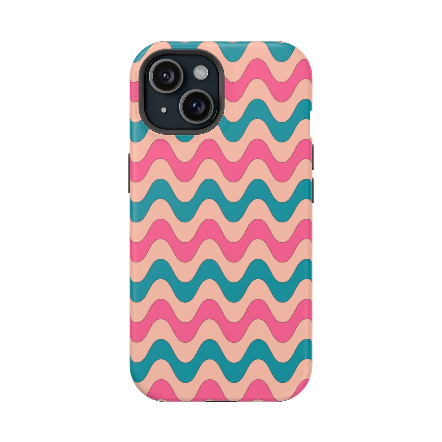 Retro Waves Pattern MagSafe iPhone Case – Shockproof Design with Dual-Layer Protection