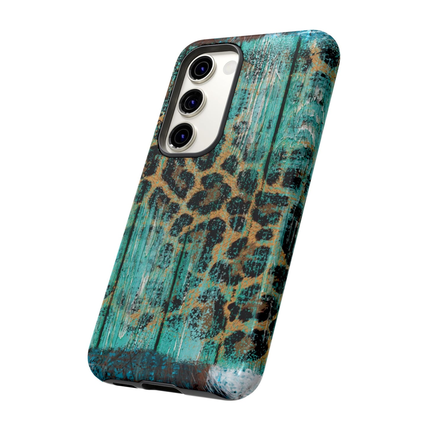 Turquoise Rustic Leopard Wood - Samsung Galaxy Series Case