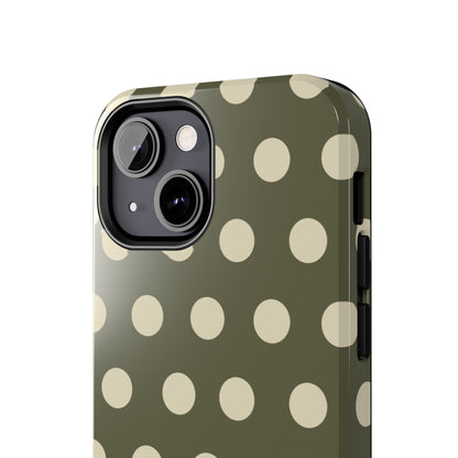 Vintage Green & Cream Polka Dots – iPhone Case