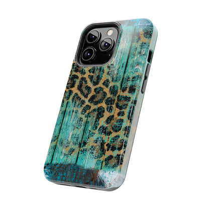 Turquoise Rustic Leopard Wood - iPhone Series Case