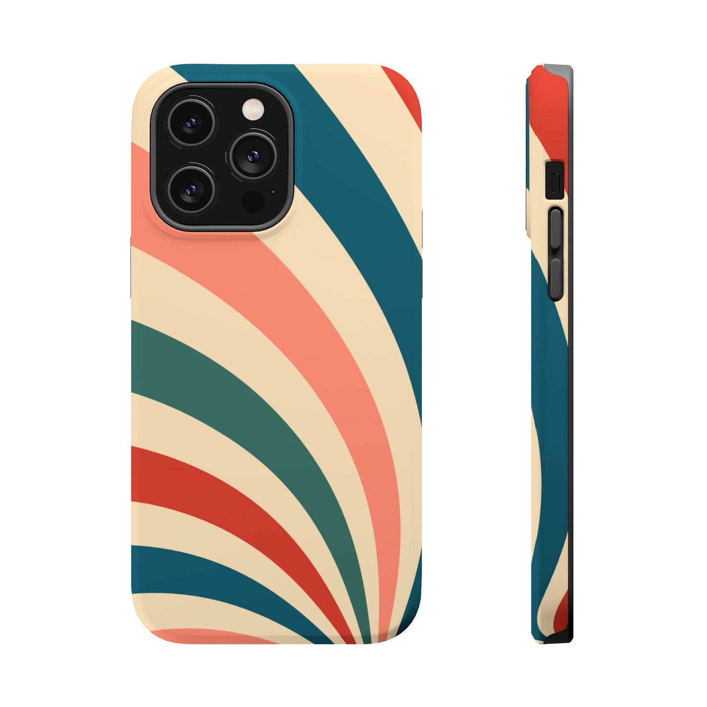 Retro Sunburst Swirl MagSafe iPhone Case – Dual-Layer Protection with Bold 70s Vibes