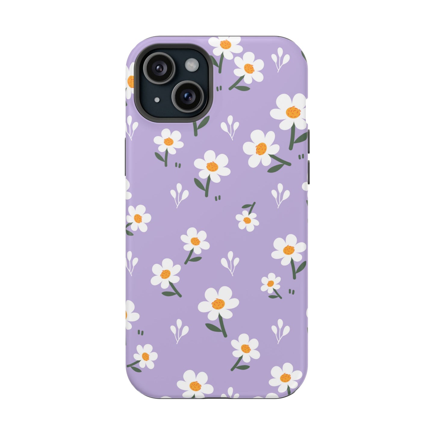 Purple Daisy Garden MagSafe  iPhone Case – Soft Lavender Background, Shockproof Protection with Slim Fit