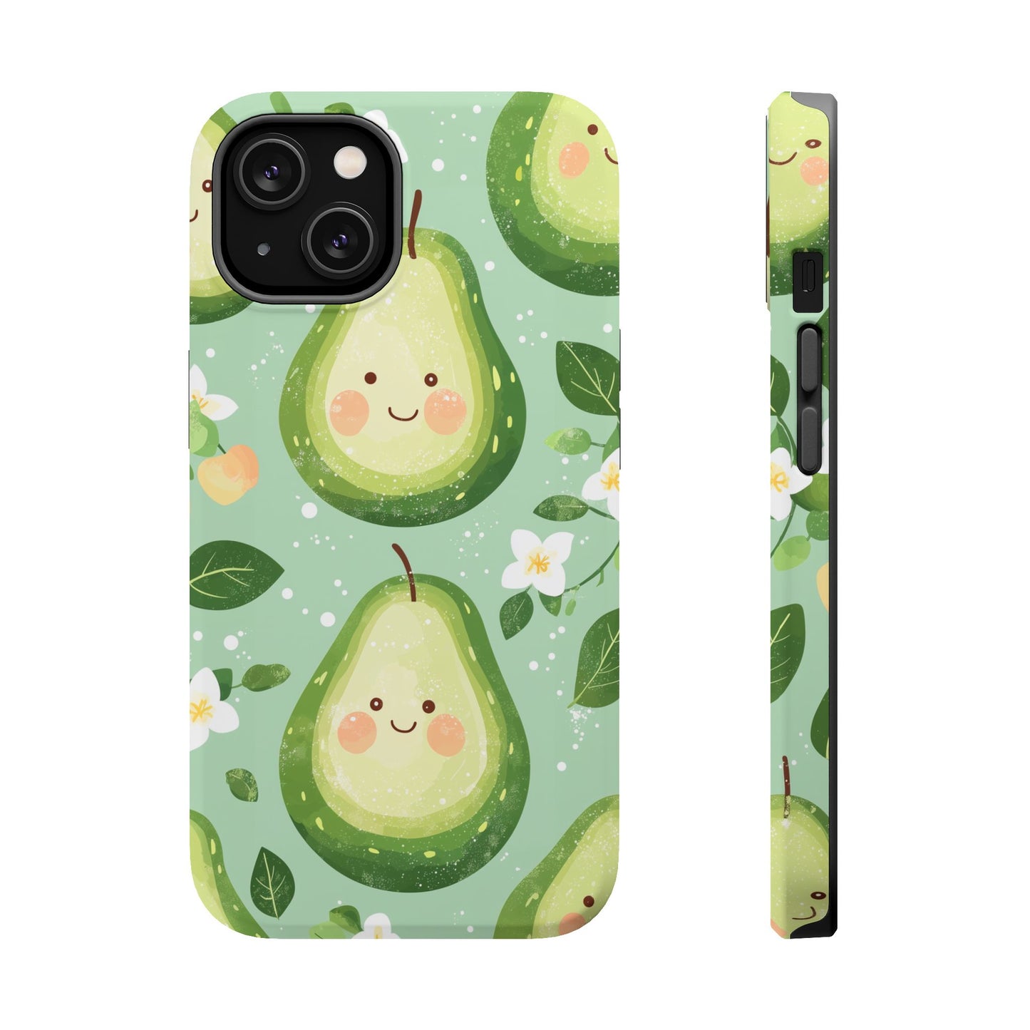 Smiling Avocados Tough MagSafe iPhone Case – Cute Avocado Design, Dual-Layer Protection