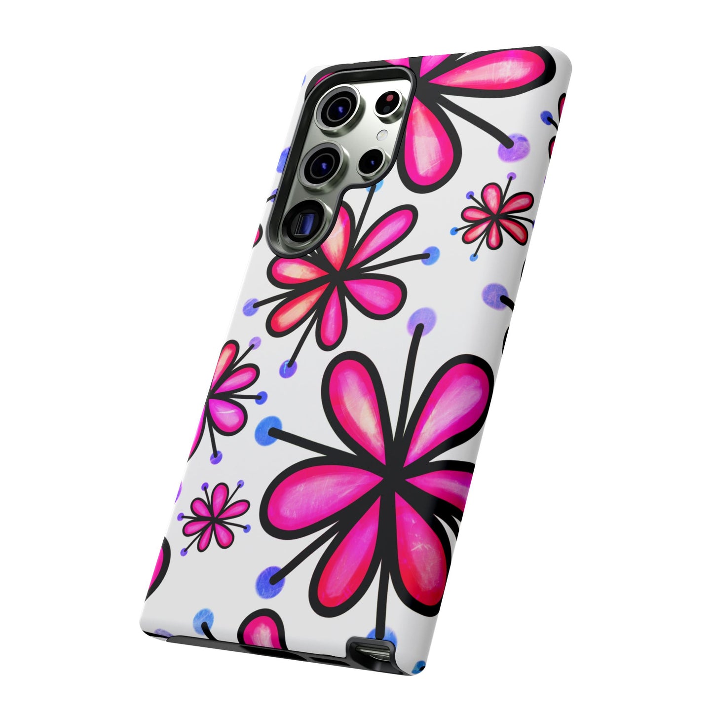 Pink Retro Bloom Samsung Galaxy Case – Ultra-Slim Design, Glossy Finish