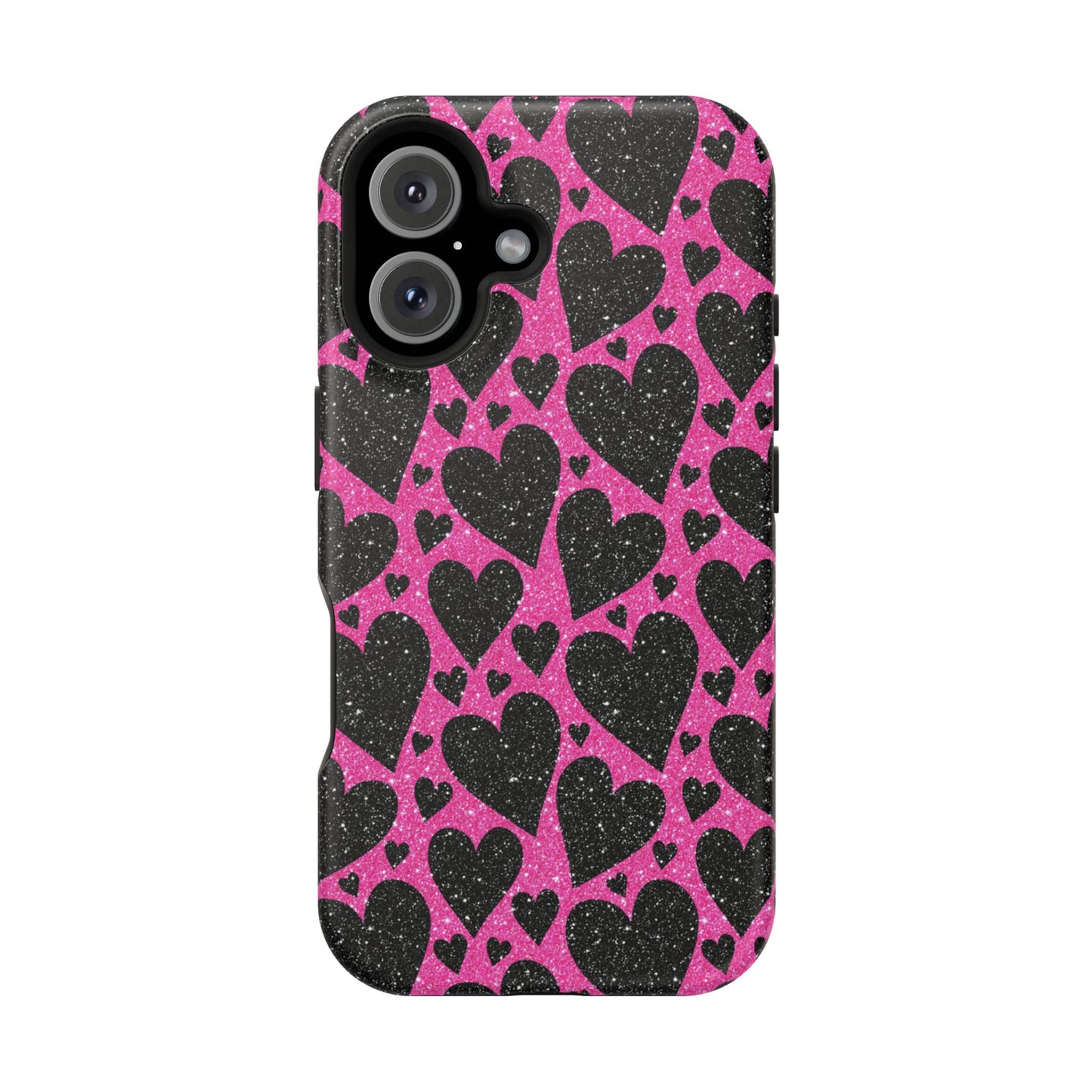 Pink Glitter Hearts MagSafe iPhone Case