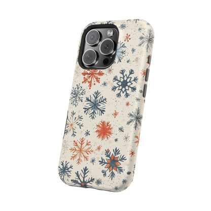 Rustic Orange and Blue Snowflake Pattern – MagSafe iPhone Series Case