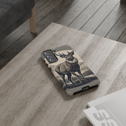Monochrome Majesty – Regal Stag Samsung Galaxy Phone Case
