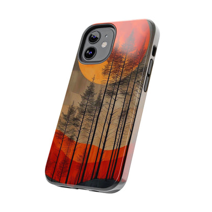 Moody Forest Moonrise iPhone Case – Dark Landscape Design, Dual-Layer Protection