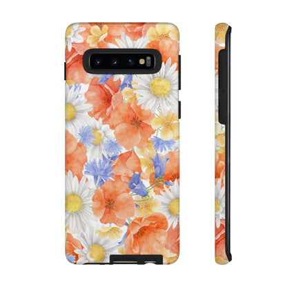 Watercolor Wildflower Pattern Samsung Galaxy Case – Durable Matte Finish with Daisy, Poppy & Cornflower Design