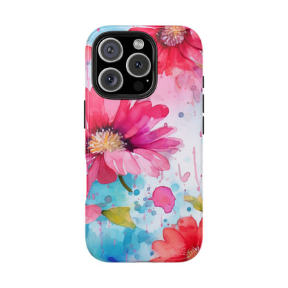 Vibrant Watercolor Red & Pink Floral - iPhone Case