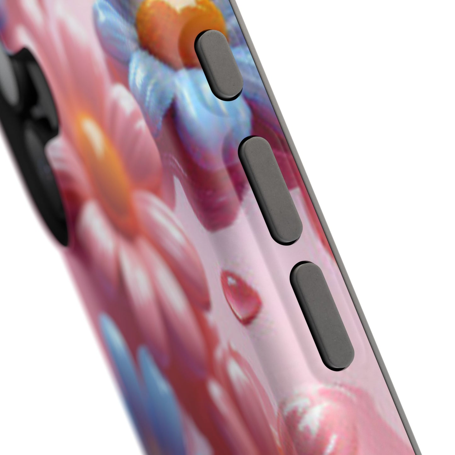 Pastel Daisy 3D MagSafe iPhone Case – Glossy Pink and Blue Floral Design, Full Protection