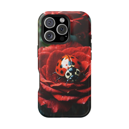 Elegant Rose & Ladybug Charm - MagSafe iPhone Case