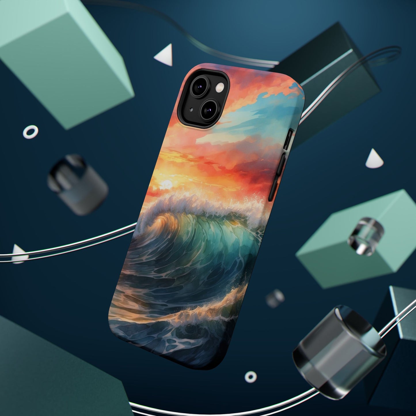 Ocean Wave Sunset MagSafe iPhone Case – Coastal Vibes Design