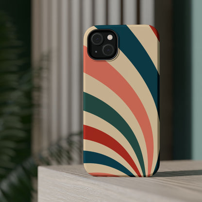 Retro Sunburst Swirl MagSafe iPhone Case – Dual-Layer Protection with Bold 70s Vibes