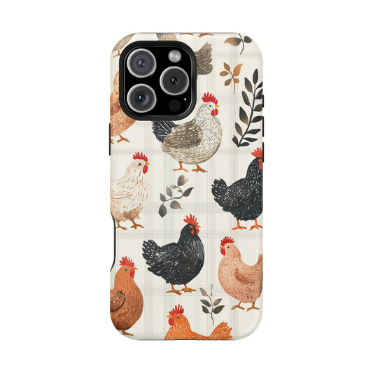 MagSafe iPhone Case: Vintage Chicken & Leaves – Farmhouse Style Case