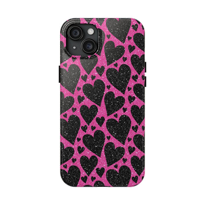 Pink Glitter Hearts iPhone Case